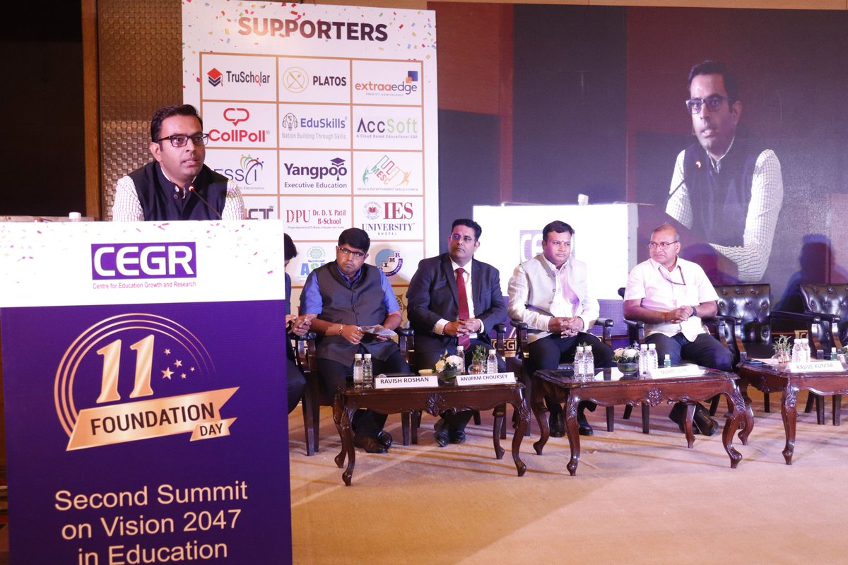 Glad to share that our Founder and CEO, @sahalhemant along with other eminent leaders from educational fraternity, shared his insightful thoughts at the 2nd Summit on Vision 2047 in Education organized as a part of the 11th Foundation Day of the @cegrindia.

#cegr #tech #collpoll