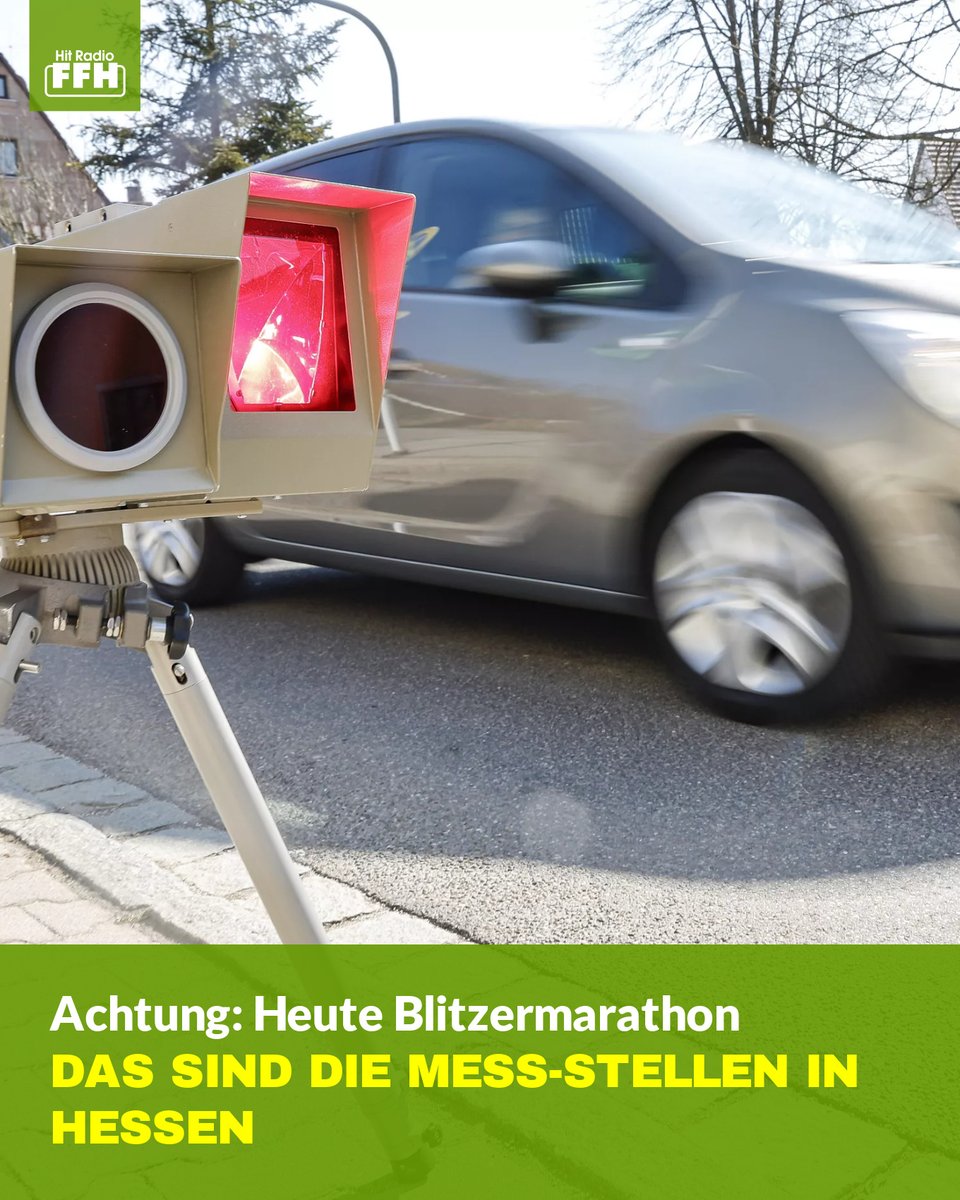 Heute läuft der europaweite Verkehrsaktionstag #Speedmarathon bei dem auch in Hessen an vielen Stellen geblitzt wird. Hier findet ihr alle Blitzerstellen: ffh.de/link/e0c1dat #Blitzer #Radarkontrolle
