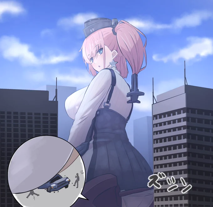 お尻で色々潰してしまうアトランタさん#アトランタ#巨大娘 