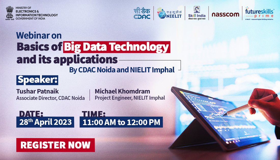 fsprimeofficial's tweet photo. Join us for the #Webinar on Basics of Big Data Technology and its Applications.
Register Now: https://t.co/xSLYISyLhd

#FutureSkillsPrime #BigData #BigDataTechnology #SkilledForFuture #nasscom #technology #Career #Jobs #Skills #TechTalentBuild #Techade #Deepskill #FutureReady https://t.co/Z53M7Vetq9