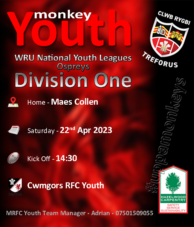 The Cherries visit Monkey Town this weekend as @rfcmorriston Youth welcome @cwmgorsrfcyouth to Maes Collen.
🏉🔴⚫️🔴⚫️🔴⚫️💪🐵🏉
#uppamonkeys #uppayouth #grassrootsrugby
hazelwoodcarpentry.co.uk
@Hazelwoodcarpen
@AllWalesSport
@WRU_Community
@CommunityOsprey