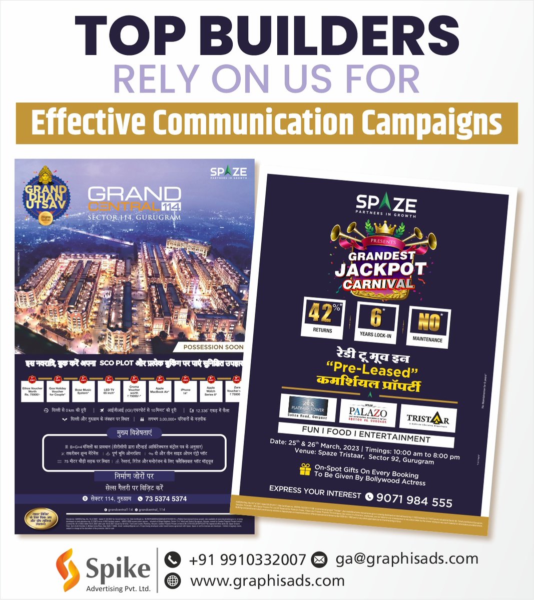 graphisads's tweet photo. When it comes to Effective Communication Campaigns, Top Builders trust us to deliver.
#Spaze #Spazepartnersingrowth #thetimesofindia #TOI #Realestate #Builders #Printmedia #360degreegraphisads #advertisingagency #advertisementgoal #agencygoal #graphisadsagency #360degreeagency https://t.co/E1ogaE6Tjc
