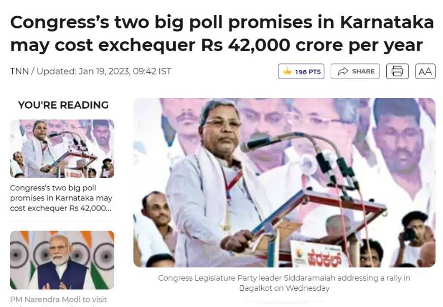 Tejasvi_Surya's tweet photo. Siddaramaiah sir, your party's irresponsible promise of freebies - 200 units of electricity per household & Rs 2,000 monthly cash dole for homemakers - will cost taxpayers Rs 42,000 crore per year.
Can you inform public where you will generate this revenue from?
#AnswerMadi
1/n https://t.co/HeTN7ZSgcD