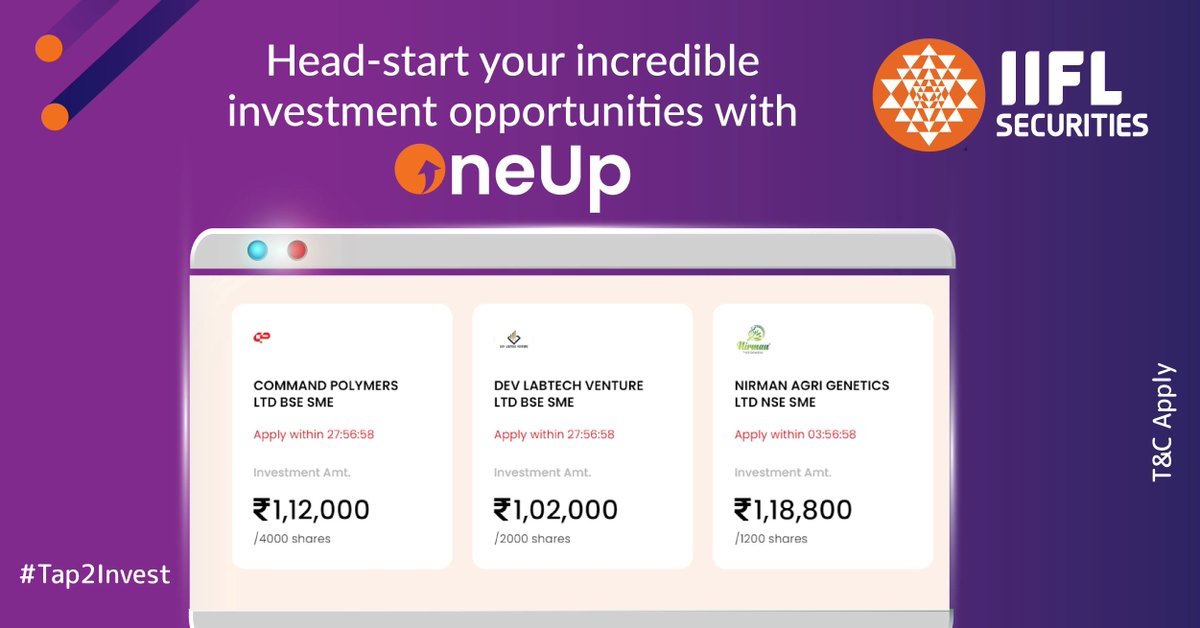 iiflcapital's tweet photo. Be it incredible market launches, IPOs or the basics of investing, you can start your investing journey through OneUp! #IIFLSecurities #Tap2Invest
Open FREE Demat Account: https://t.co/HtknCTqXyz
Download IIFL Markets App: https://t.co/Ef0v05OqQ3 https://t.co/xFgCYUgabi