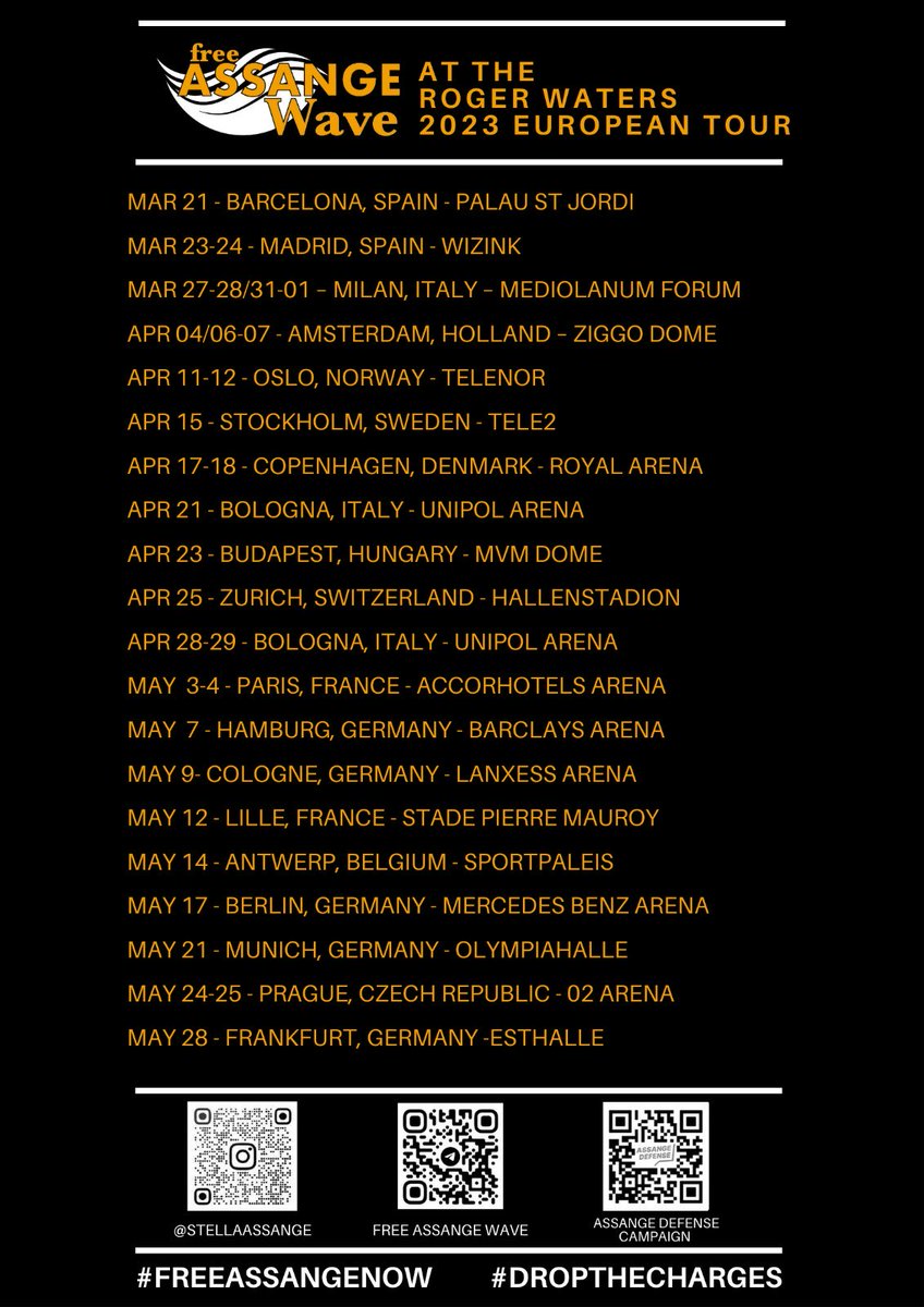 wave_alix's tweet image. #FreeAssange tables at the European tour of Roger Waters 

.@FreeAssangeWave
@Assange_Italia
@AssangeReggioEm
@SomersetBean
