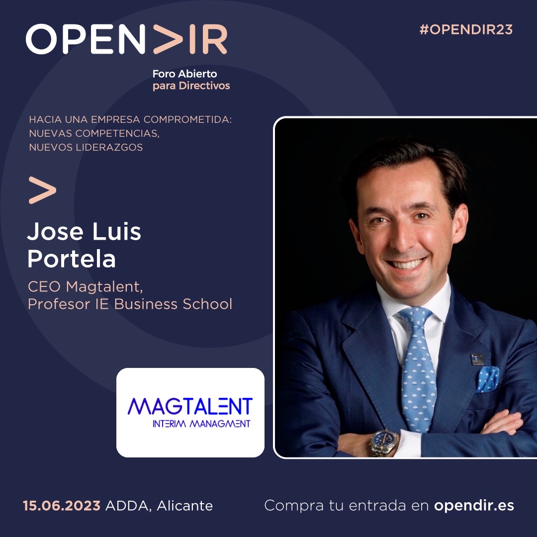 OpendirA's tweet photo. 📣 @joseluisportela CEO de MAGTALENT, empresa de interim management y executive search, es uno de los ponentes de #opendir23 🔝
#savethedate📍15 de junio. Alicante
👉 Consigue tu entrada https://t.co/mnTqumthsu https://t.co/BZABNt2Axb