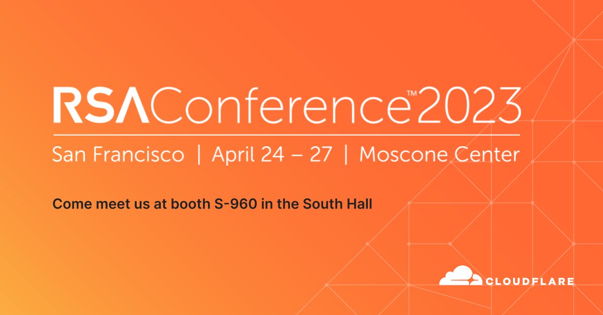 Cloudflare will be at @RSAConference 2023 next week. Meet our team at booth S-960 and stick around for our theater sessions and demos all week long. Learn more: cfl.re/RSAC2023 #RSAC #CloudflareRSAC
