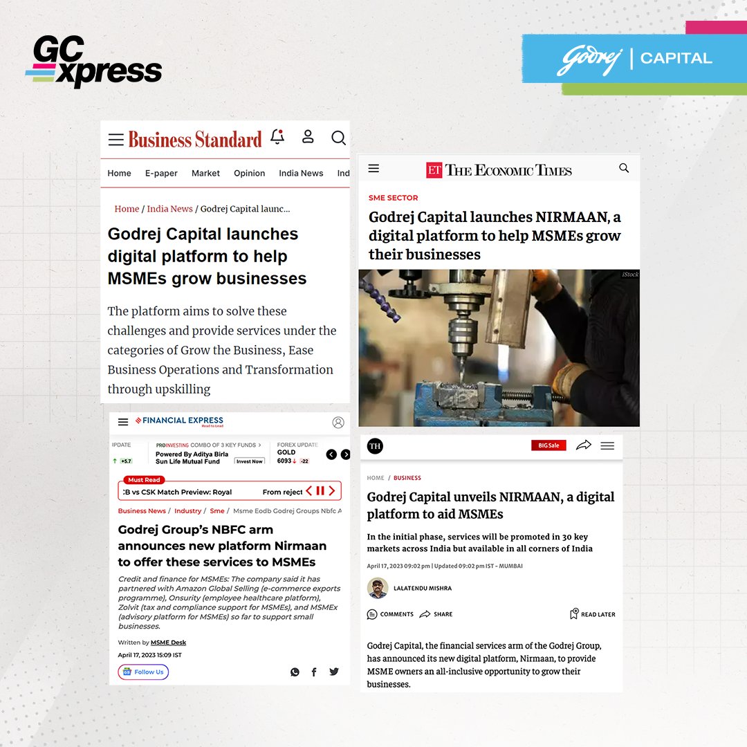 godrej_capital's tweet photo. Manish Shah, MD &amp; CEO of Godrej Capital, talks about the exciting launch of our digital platform for MSMEs to grow their business - Nirmaan.
Read more here: https://t.co/vvVynUNzDx

@Nirmaan_GC | @GodrejGroup 

#GodrejCapitalNirmaan #GrowWithNirmaan #MSMESolutions #BusinessGrowth https://t.co/YL0GCXeyyg