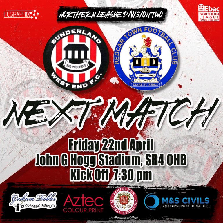 🔴⚪️⚫️ IT’S MATCHDAY 🔴⚪️⚫️ Our final game is here and it’s a big one under the lights tonight a crucial three points required and we need as much support as you can give as we take on @redcartownfc in our @theofficialnl div 2 fixture one last push from everyone #westisbest