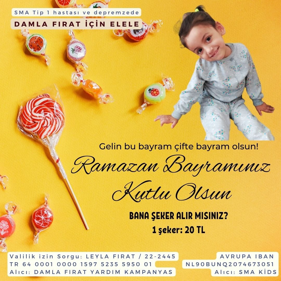Haydi bayramımız şekerlensin 🍬
Bu bayram Damlamiza da bayram olsun yaşadığı acılar kahkalarla yer değişsin!!
Damla'nın yiyemedigi şekerlerden alın kuzuma!!
Ramazan Bayramı Kutlu olsun!!
#iyibayramlar 
#RamazanBayramı 
#SanaSoezKHKlı 
#Kahramanmaras 
#Adanaceyhan
#Urfa