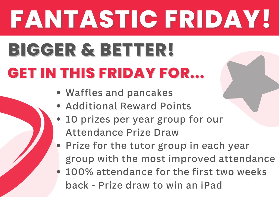 Bulwell_Academy's tweet photo. FANTASTIC FRIDAY JUST GOT BIGGER & BETTER!
We are looking forward to seeing all students today for Fantastic Friday! Look what's on offer! Thank you for your ongoing support with attendance. #GetintoWin https://t.co/nCdb44xEqT