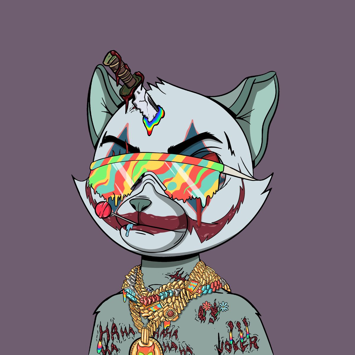 It’s hard to choose but these are 2 of my favorite @DeadCats_By_Us … the artwork on these is so fire!! King, with the bandana &amp; the championship belt is too hard. 
And then just check out this freaking joker with the diamonds dancing necklace and dagger in the head 🔥#WEDED