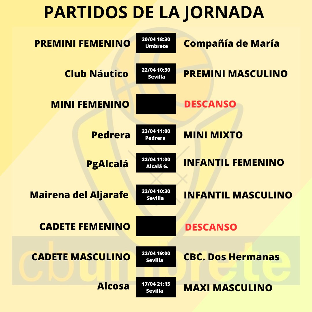 cb_umbrete's tweet photo. Partidos de la jornada 📣 https://t.co/M7OmBfJ3We