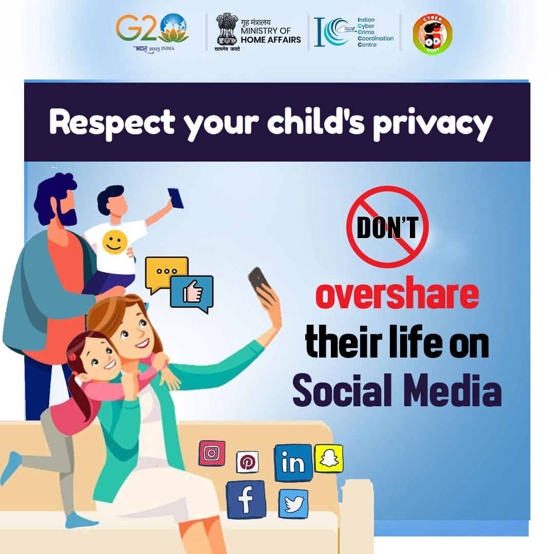 Do not overshare photos of your kids on social media and save them from the risk of becoming a victim of #cybercrime. To report a case of cybercrime log onto cybercrime.gov.in
#SmartDigitalParent #DigitalParenting #Dial1930 #SocialMedia #Privacy #CyberSec #StaySafeOnline