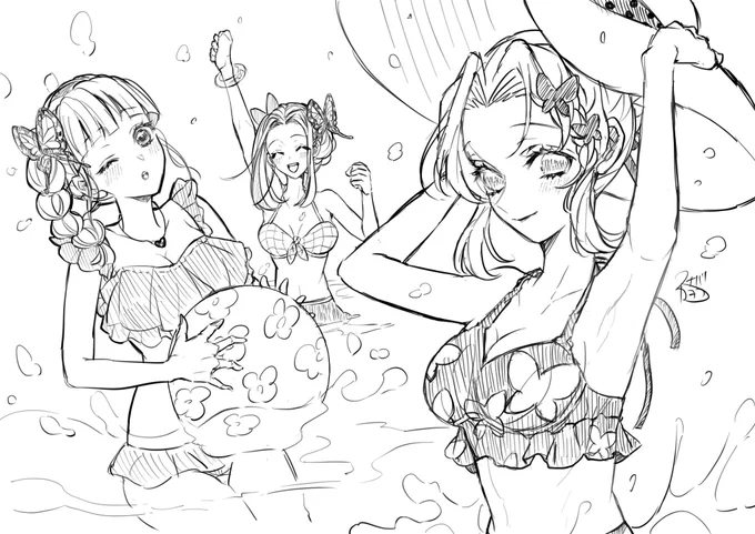 胡蝶三姉妹🌸🦋
ここ3日暑過ぎてもう水着👙アリな気がしてきました https://t.co/dTeZIhg0cx