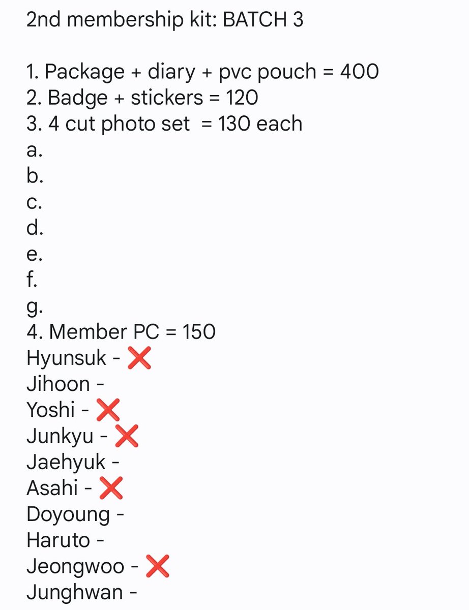 queenmichyeogan's tweet photo. [PH GO] wts/lfb: 2nd Membership Kit #Tingi

🔹Price range: 120 - 400 pesos

❗CHECK 3RD PIC FOR PRICES❗

🔹DOP: May 15, 2023
🔹 Comment or DM to order

help rt https://t.co/6bckzukpzF