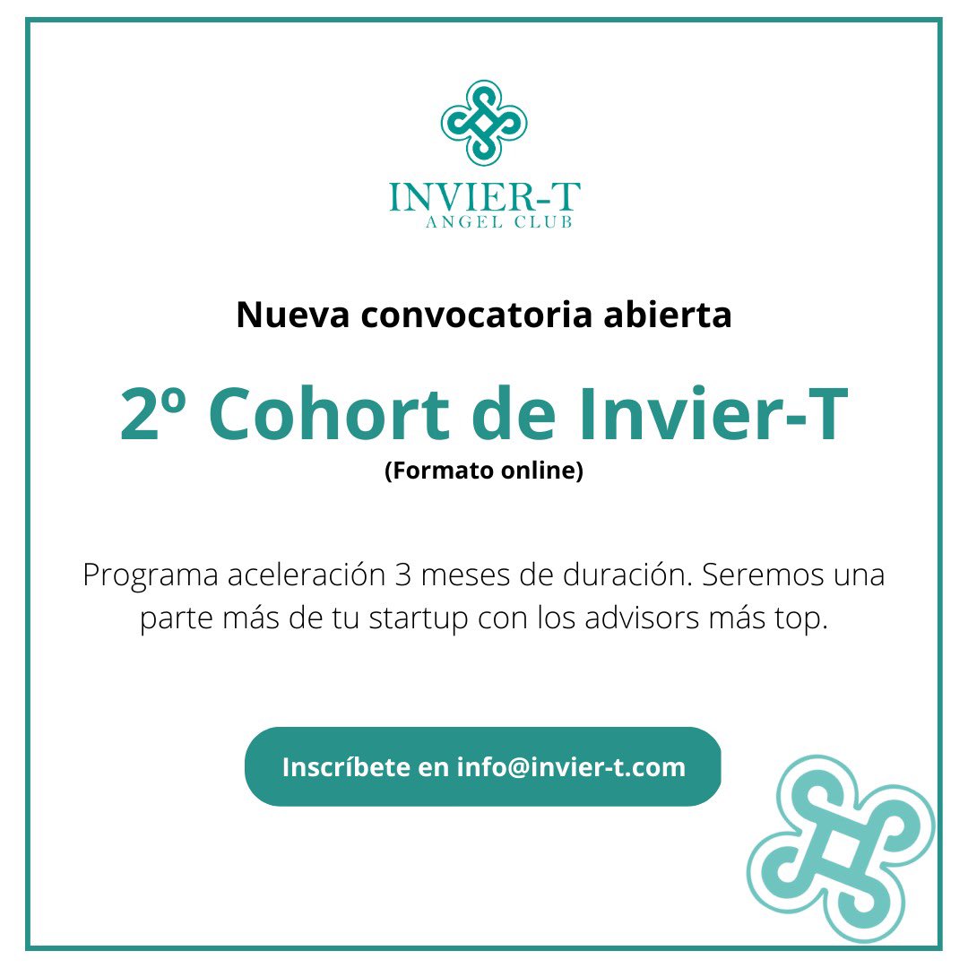 inviertvc's tweet photo. Abrimos el proceso de postulación para nuestra segunda cohort de InvierT Accelerate , ya puedes postularte en info@invier-t.com https://t.co/pT3WGnHqak