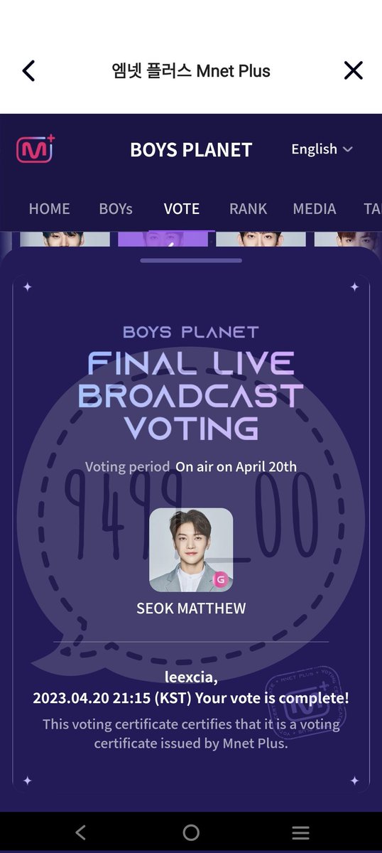 9499_00's tweet image. 💖 20/04 💖
LIVE VOTING
#Matthew1Pick (1)