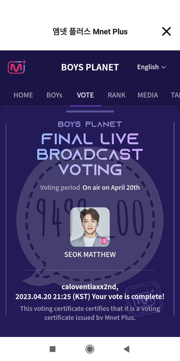 9499_00's tweet image. 💖 20/04 💖
LIVE VOTING
#Matthew1Pick (1)