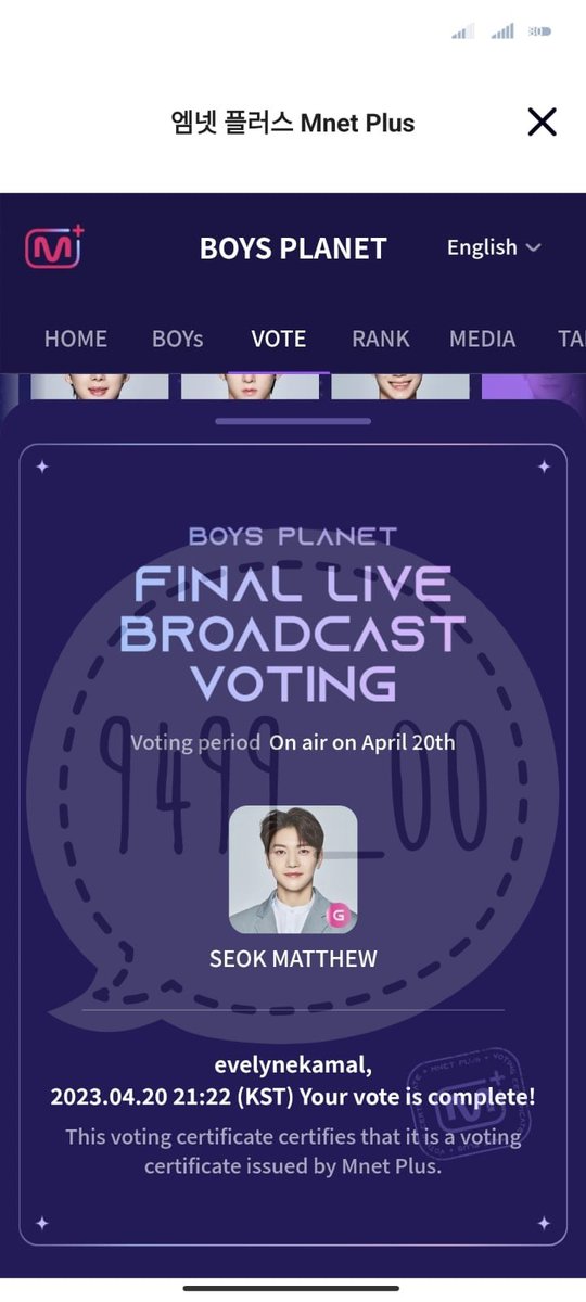 9499_00's tweet image. 💖 20/04 💖
LIVE VOTING
#Matthew1Pick (2)