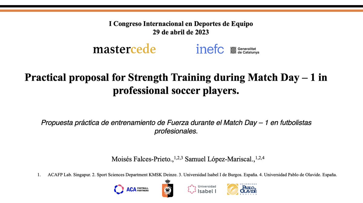Mfalpri's tweet photo. ✅️ Comunicaciones aceptadas para el I Congreso Internacional en Deportes de Equipo de #MASTERCEDE
👥️️ @frangonfer @samulopez10
#soccer #strength #endurance https://t.co/KnphNfr5H7