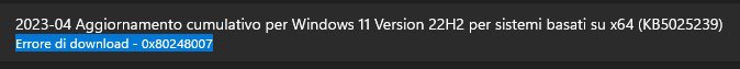 TheRealLukeVI's tweet photo. @WindowsUpdate Hi @WindowsUpdate, I have installed new Win11 Pc and at first update there is a problem yet.
This April KB doesn’t install with the 0x80248007 error. 
How can I update? https://t.co/FCdZHnrRgx