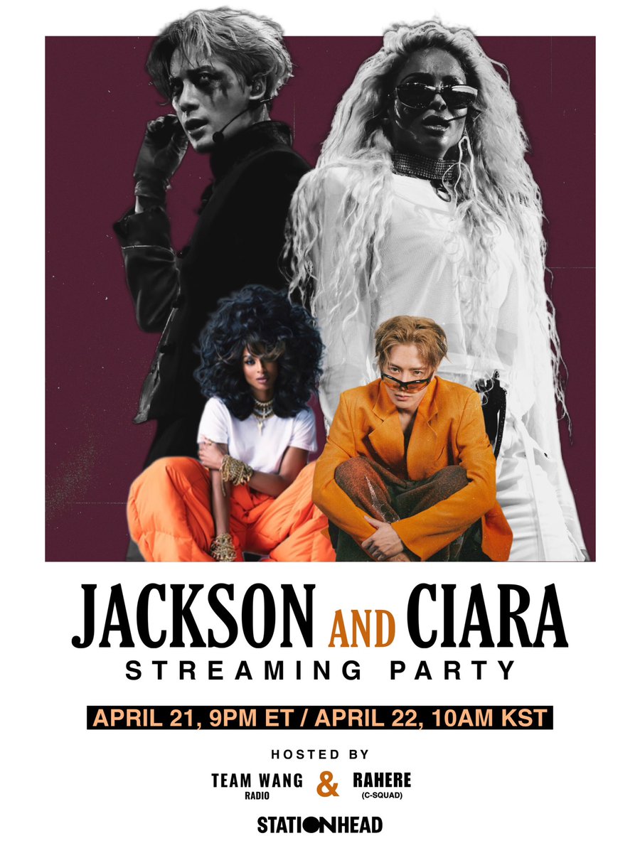 teamwangradio's tweet photo. 📣 #JacksonWangandCiara Streaming Party 🔥
Join us and @rah_here on @STATIONHEAD as we play their latest single, and your fave @JacksonWang852 and @ciara tracks in between!
⏰ April 21, 9PM ET / April 22, 10 AM KST
🔗 https://t.co/DvE9aY7U99 https://t.co/Vqkxz76ObX
