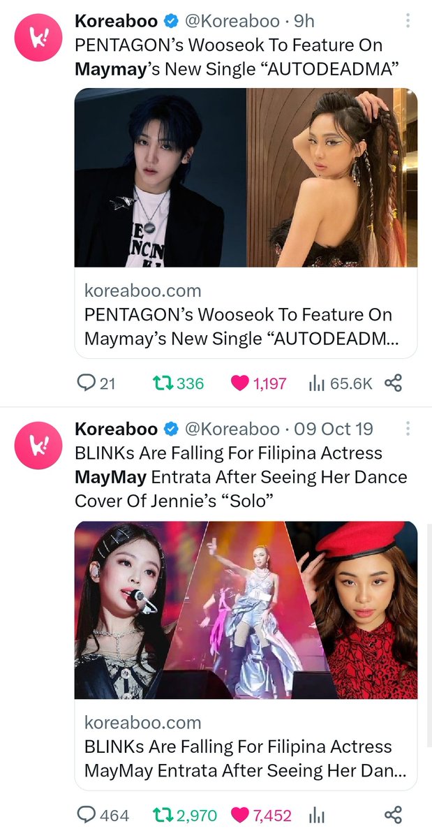 TeamMMEntrata's tweet photo. Appearing on Koreaboo TWICE because of TALENT.💅💁‍♀️👑

Presave #AUTODEADMA: 
https://t.co/Ou5UUNEiOI

#MaymayEntrata @maymayentrata07 https://t.co/hUVkN4aZau