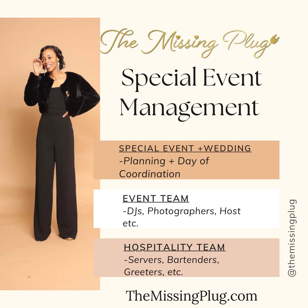 MissingPlug's tweet image. Are you looking to plan a special event? Check out The Missing Plug’s special event management services. TMP assist clients with every step of their planning process. 

Get plugged in today 🔌 
TheMissingPlug.com 

#specialevents #eventplanning #weddingplanner #eventplanner