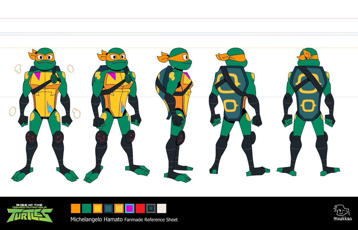 miiukkaa's tweet image. I drew (post-movie) reference sheets of the turtles! I hope these help all the turtle fans out!!! :]🐢🐢🐢🐢
You can get PNGs + PSD files for each turtle and splinter from gumroad: miiukka.gumroad.com/l/hdeir

#rottmnt #SaveRiseoftheTMNT