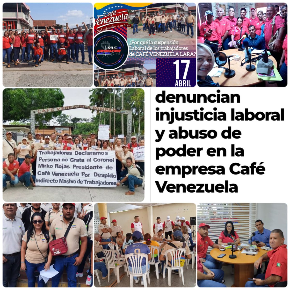 LA CITA ES MAÑANA !Avancemos juntos como clase obrera, Organizada a exigir el cumplimiento de nuestros derechos laborales. La problemática de los trabajadores y de CAFE Vzla es problema de Todos, ASISTE; A LAS 8:40 AM,Lugar : Defensoría del Pueblo, carrera 21 entre calles 24 y 25