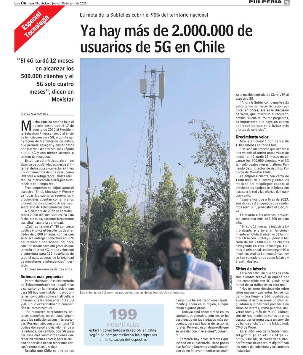 huichalaf's tweet photo. A propósito de desarrollo de #5g en Chile, hoy aparece nota en @lun sobre el tema
Incorpora mi opinión sobre el estado del arte de esta tecnología en nuestro país

https://t.co/dOXA6ZcaoE https://t.co/4RmJL2FSic