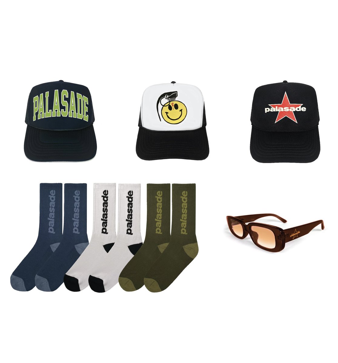 Rob56k's tweet photo. OUR WEB-STORE HAS NOW BEEN UPDATED WITH NEW ITEMS. THANK YOU FOR SIX YEARS OF PALASADE. $20 TEES, $12 SOCKS, EMBROIDERED HOODIES AND MORE. 📟📟📟 https://t.co/aTqlsBYp08 ❤️ https://t.co/zoJPU2kG1t