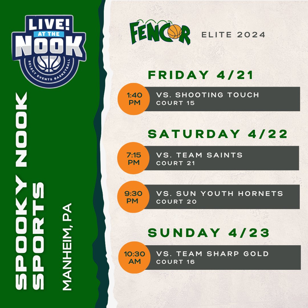 Schedule for Live! at the Nook!