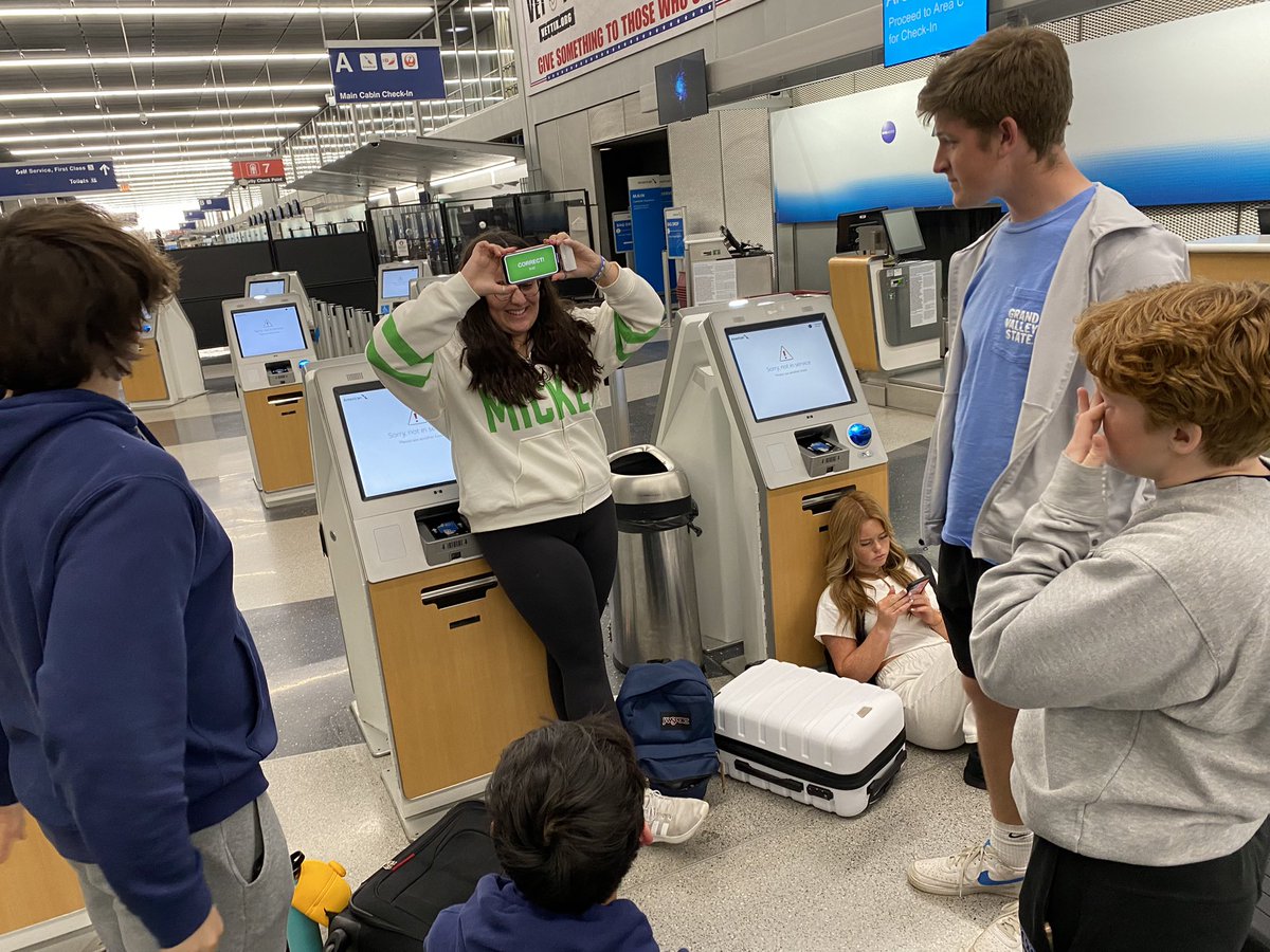 Odea_LHS's tweet photo. What happens when your flight to Disney gets canceled? You spend hours on the phone changing plans while your students play games and nap! #weatherproblems #cooksaroundtheworldonpause #reslient #changeofplans #seeyousoonMickey https://t.co/whQFVEcAo4