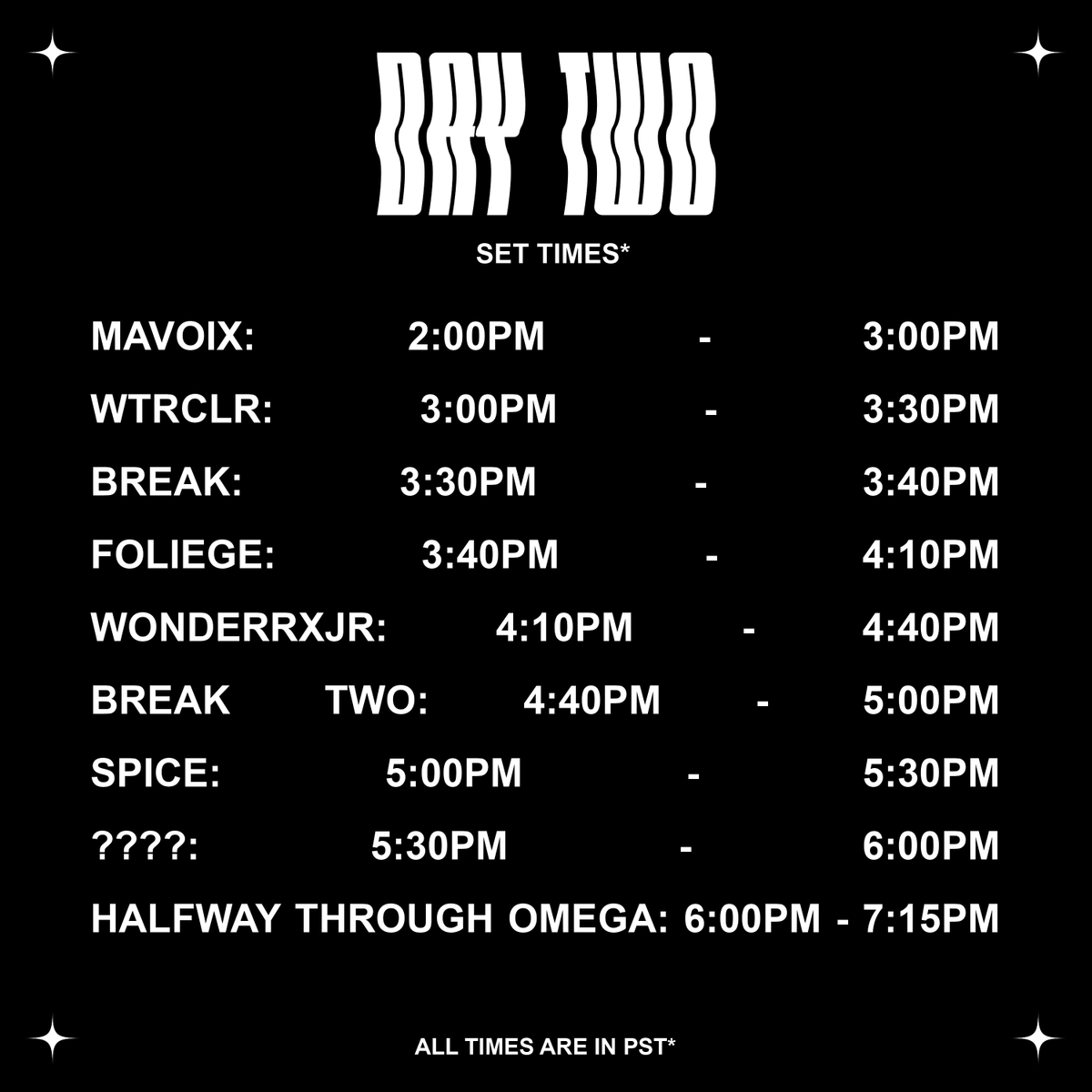 TotalTeamEvents's tweet image. ✨SET TIMES ARE HERE BABY✨

WHO ARE YOU LOOKING FORWARD TO SEEING???
WHO DO YOU THINK OUR SURPRISE GUEST IS???
SEE YOU ALL VERY SOON!!
👋