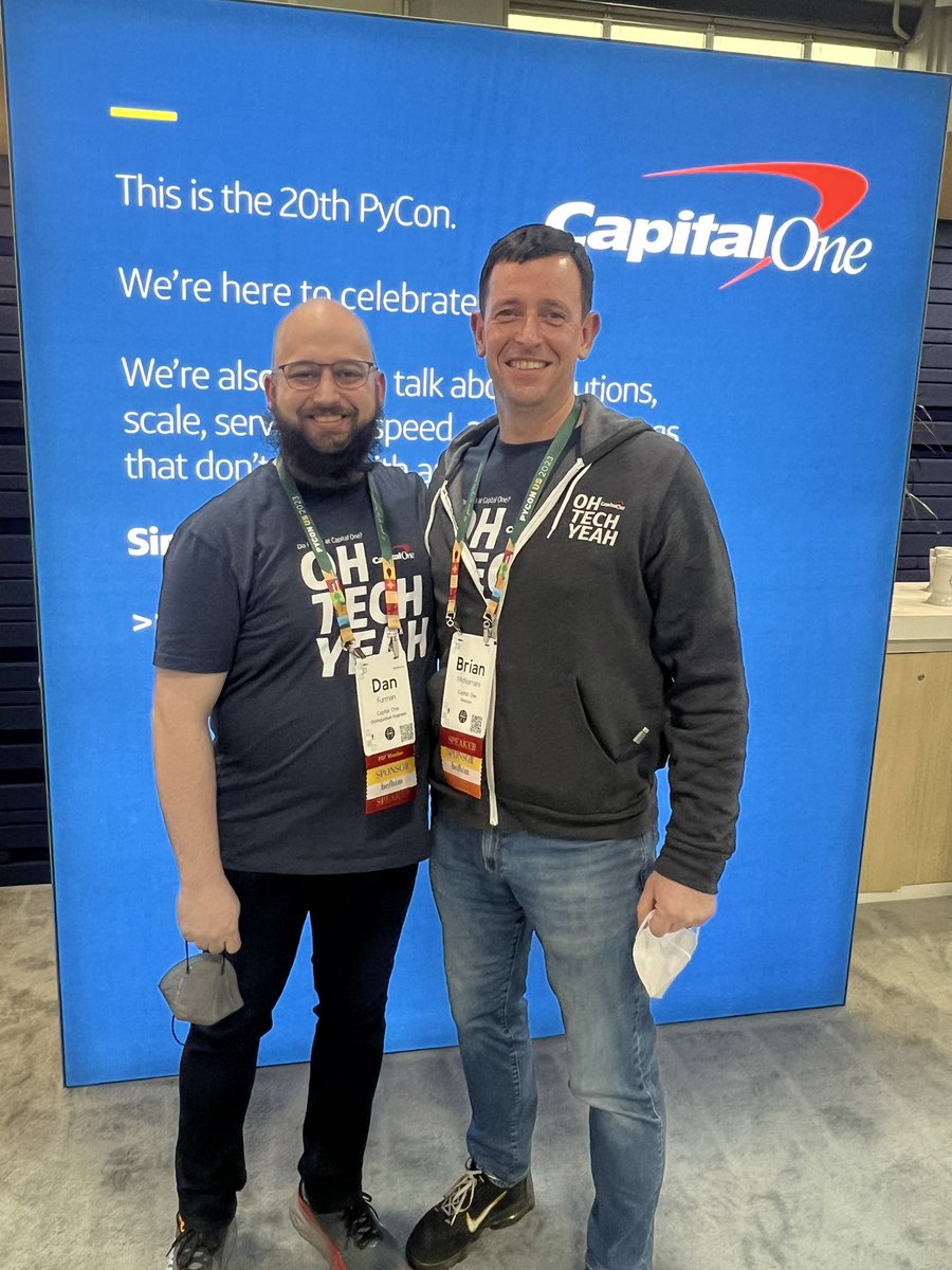 djfurman4tech's tweet photo. I want to say a huge thank you to everyone who joined our #PyConUS2023 talk today, visited with us in the booth, the awesome support teams, and @mcnamarabrian. Looking forward to a great conference! #lifeAtCapitalOne https://t.co/RcO0AjyZlU