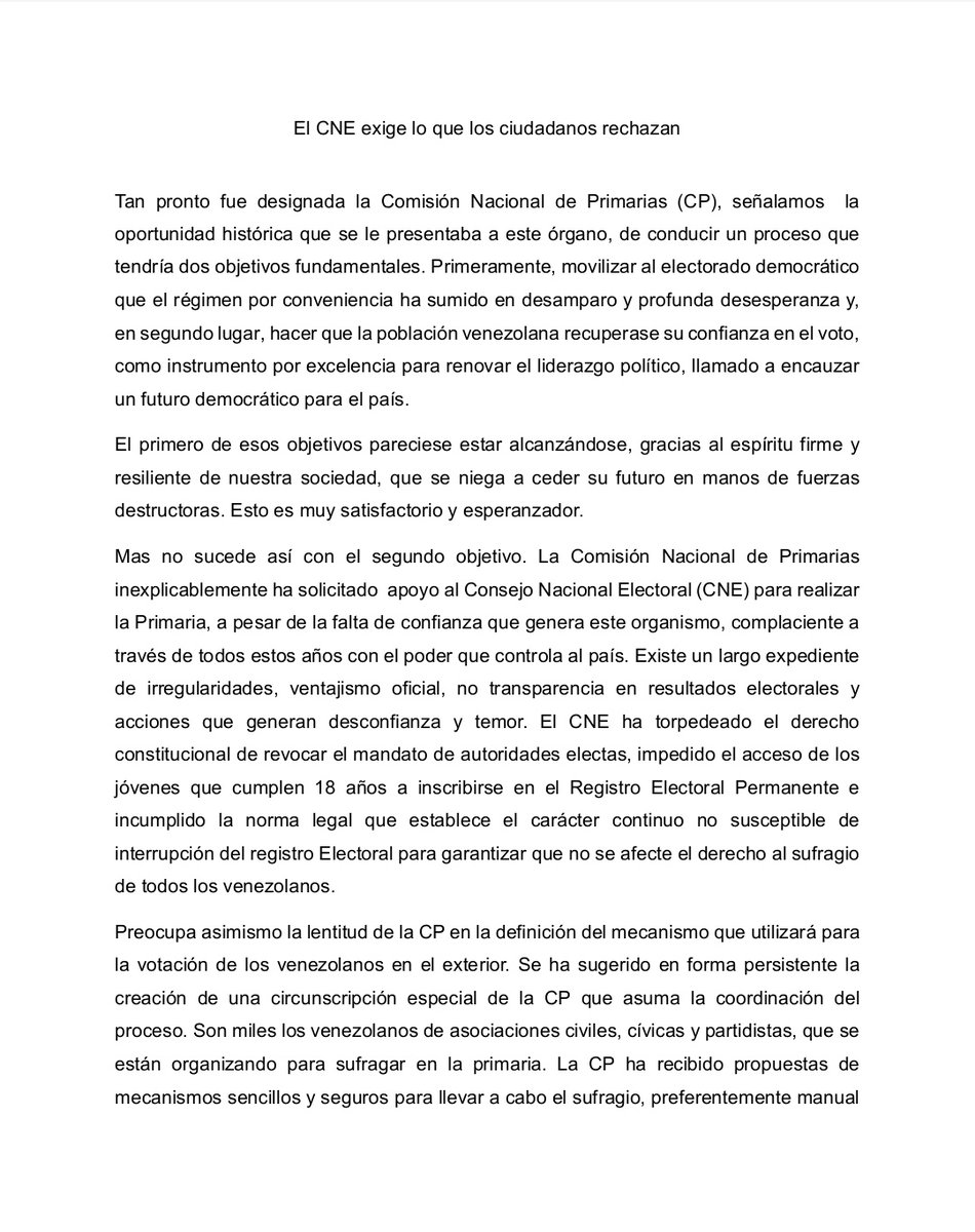 JPOlalquiaga's tweet photo. Exhortamos nuevamente a la @cnprimariave a actuar con libertad de consciencia, sin ataduras partidistas o de intereses grupales, y por sobre todo, con el alto sentido de responsabilidad que el momento histórico demanda https://t.co/bkHhYpVKaY