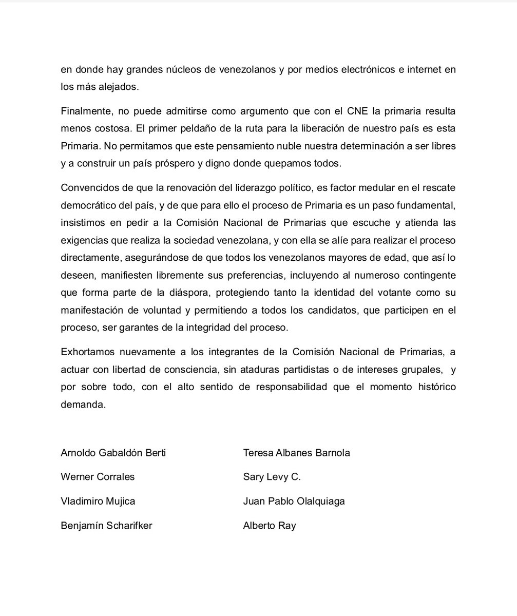 JPOlalquiaga's tweet photo. Exhortamos nuevamente a la @cnprimariave a actuar con libertad de consciencia, sin ataduras partidistas o de intereses grupales, y por sobre todo, con el alto sentido de responsabilidad que el momento histórico demanda https://t.co/bkHhYpVKaY