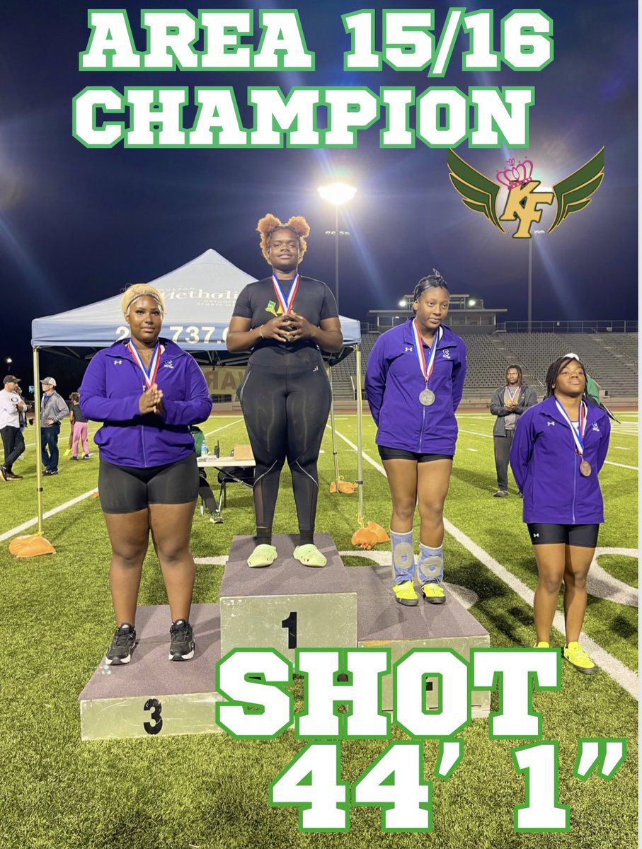 kftrackgirls's tweet photo. Big Congratulations to Cornelia Watts for setting the table at the 2023 Area 15/16 Meet!! 1st Place in the Shot Put!! 44โ 1โ. Letโs Eat Greedy Ladiesโผ๏ธ
#KFBAMN23
#BackIIBusiness
#FTF
In It To Win It All ๐ https://t.co/DohHPzUHVX