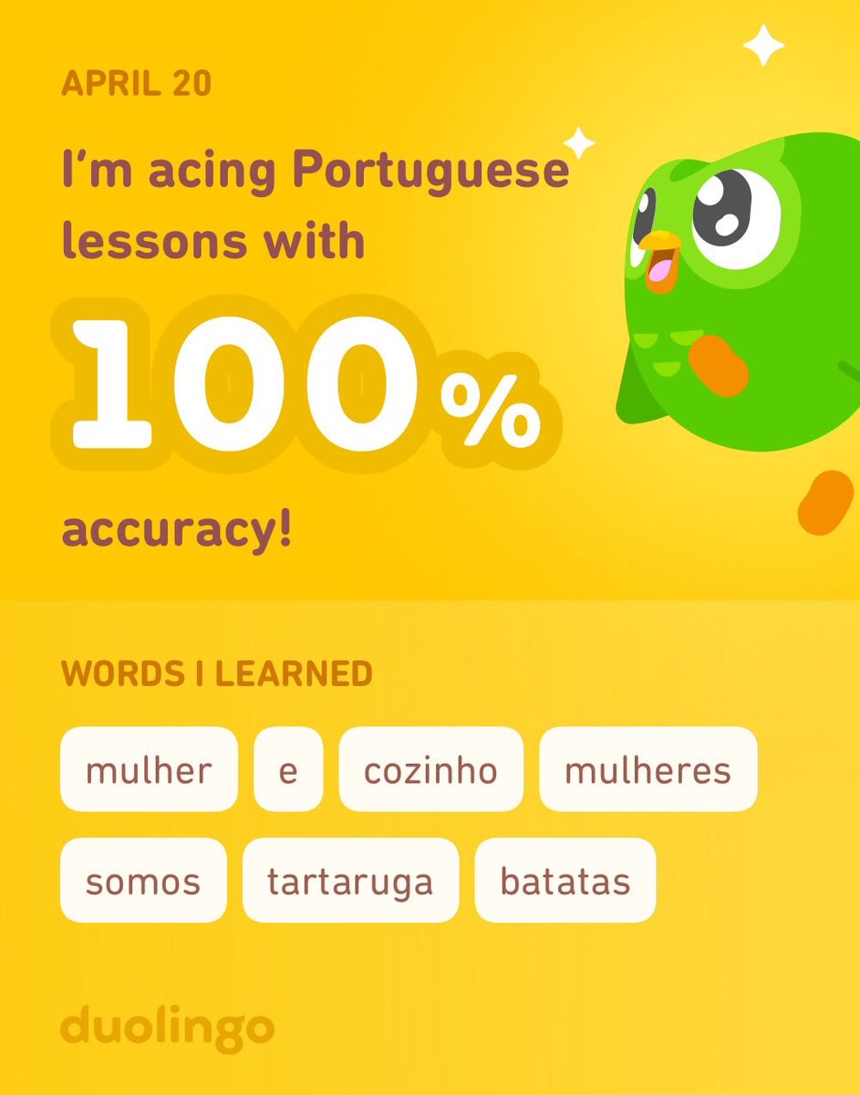 tinotchka's tweet photo. I’m learning Portuguese on Duolingo! It’s free, fun, and effective. https://t.co/w3KARUeI4C