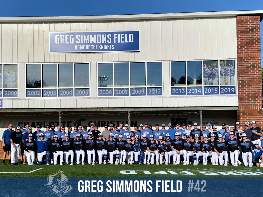 charchristiannc's tweet photo. GREG SIMMONS FIELD – A beautiful night honoring Coach Greg Simmons with the naming of the baseball field. We love you Coach  💙 ⚾ #42 #AlwaysAKnight https://t.co/HPYtIzjYmL