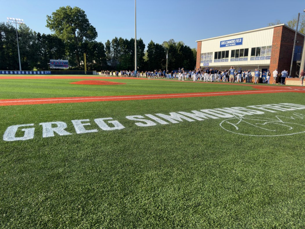 charchristiannc's tweet photo. GREG SIMMONS FIELD – A beautiful night honoring Coach Greg Simmons with the naming of the baseball field. We love you Coach  💙 ⚾ #42 #AlwaysAKnight https://t.co/HPYtIzjYmL