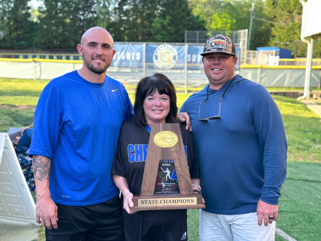 charchristiannc's tweet photo. GREG SIMMONS FIELD – A beautiful night honoring Coach Greg Simmons with the naming of the baseball field. We love you Coach  💙 ⚾ #42 #AlwaysAKnight https://t.co/HPYtIzjYmL