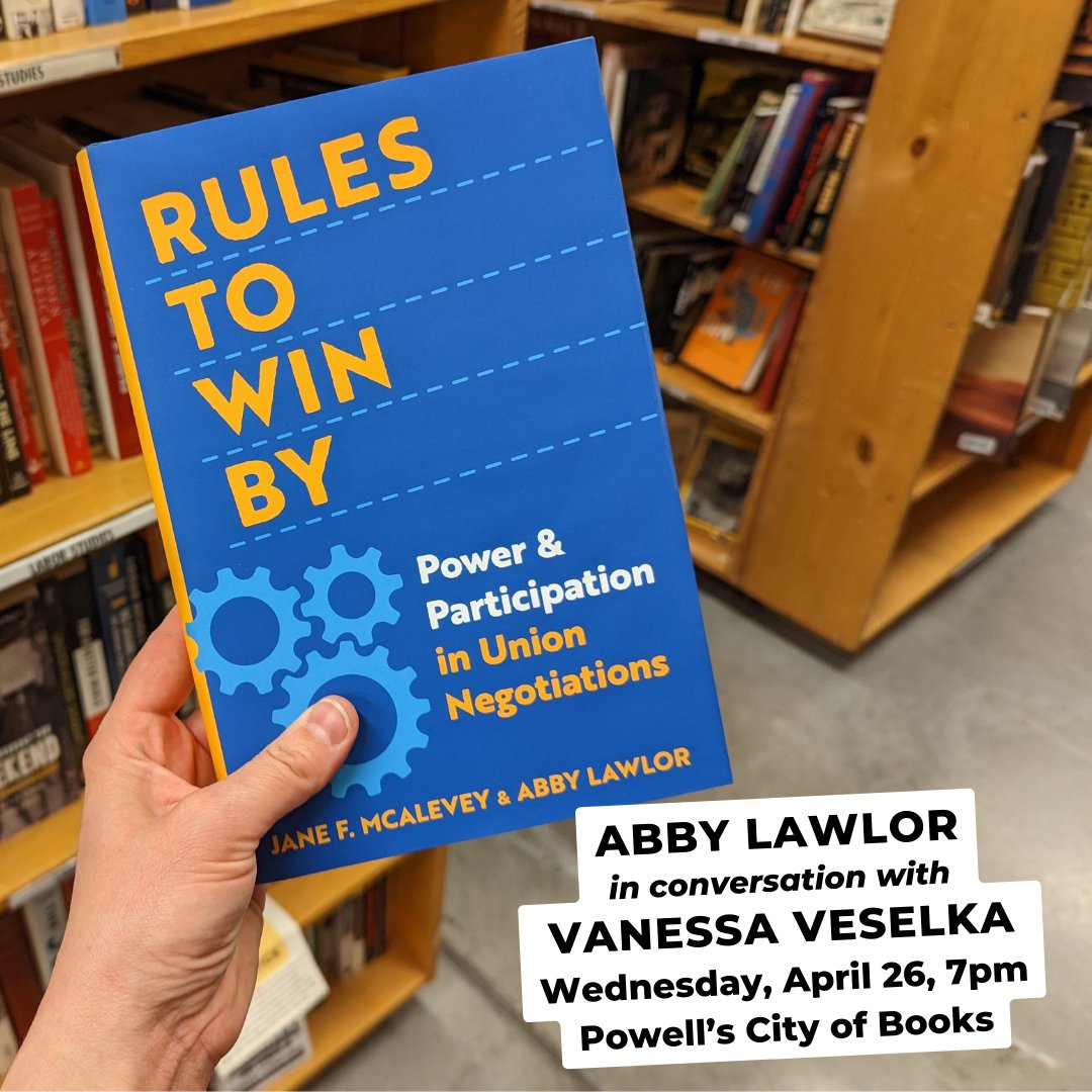 A Powell's event for a book about union negotiations while Powell’s workers are *in* union negotiations? Wild, if true.

It’s true! April 26, 7pm <a href="/Powells/">Powell's Books</a> City of Books, <a href="/aflawlor/">Abby Lawlor</a> &amp; Vanessa Veselka discuss Rules to Win By. We are SO EXCITED about this one: facebook.com/events/1800072…