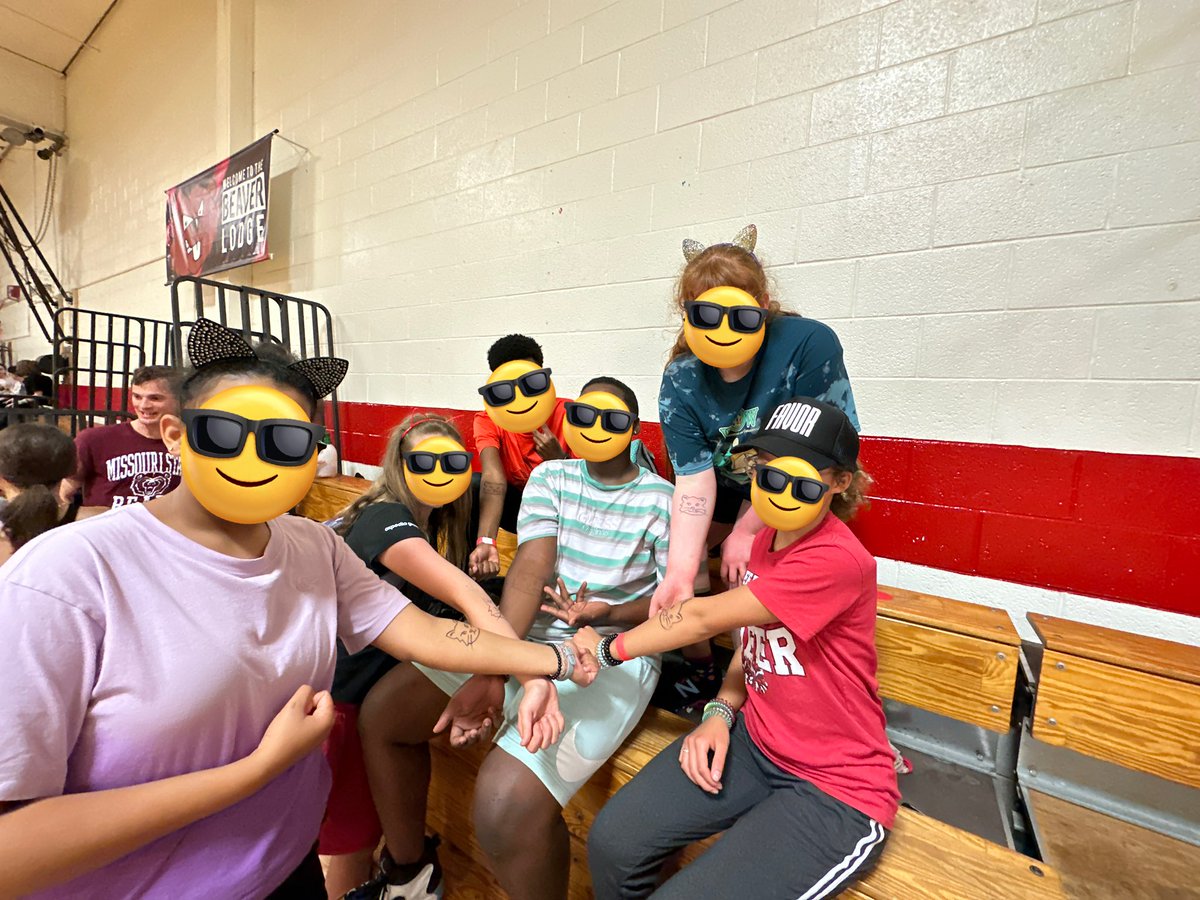 hatchermath's tweet photo. Dodgeball tournament happens at the perfect time of year where we’re thrilled to throw a ball at our students but also helps us see our kids be kids and they see us act like kids too. My team didn’t win but we got matching ‘cattoos’! 
🖤❤️🦫❤️🖤 https://t.co/Tz6cXEsrB7