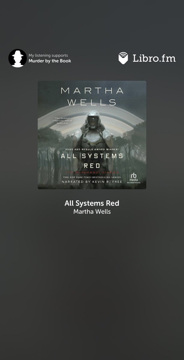 Doing a re-listen for book club. Might re-listen to the whole series. The novellas are such quick and easy listening, and so much fun! #murderbot #themurderbotdiaries #marthawells #librofm #audiobooks #scifi #scifibooks