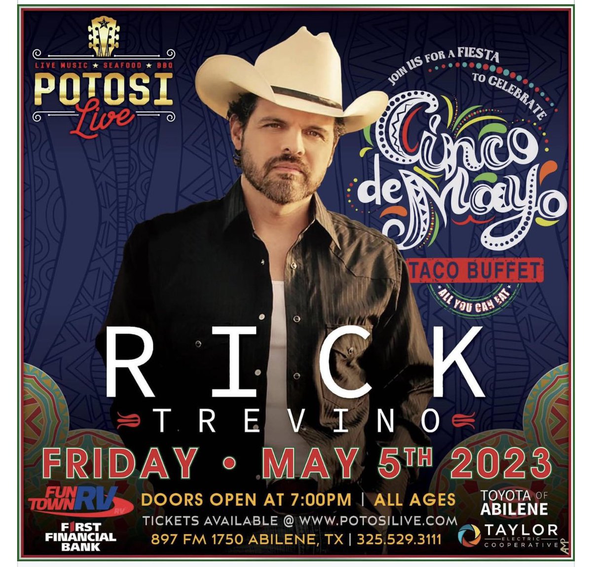 Margaritas. Taco Buffet. <a href="/RickTrevinoMain/">Rick Trevino</a>!
 OH MY!! Gonna be a FAB Cinco de Mayo celebration!! 🇲🇽
