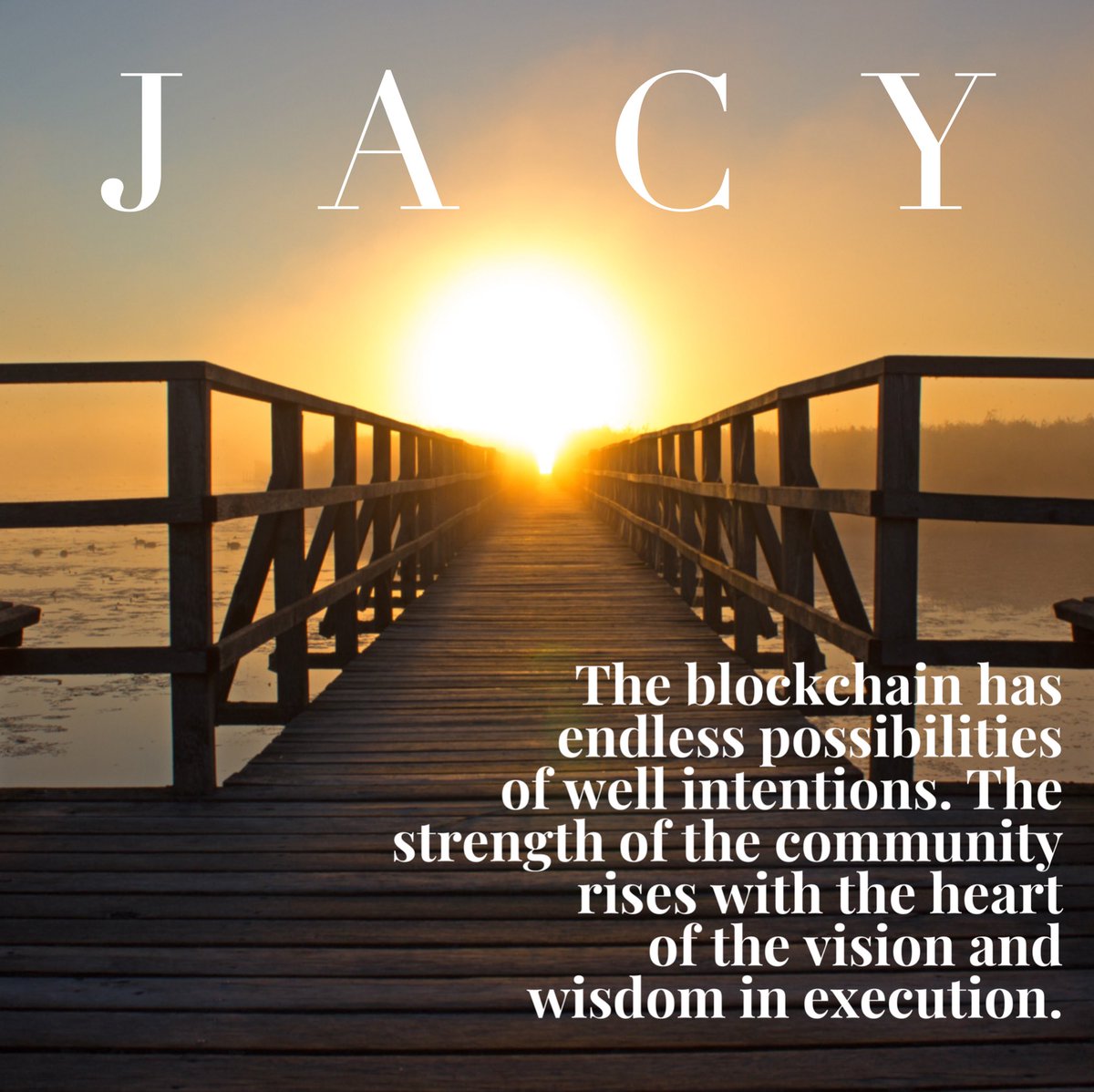 ElishaJacy's tweet photo. #JacyEducation #JacyCharity #Compassion 

The #blockchain has #endlesspossibilities of well intentions.  The strength of the community is in the heart of the vision and wisdom in execution.

#GoJacy #BlockchainSolutions https://t.co/vgadl736b3