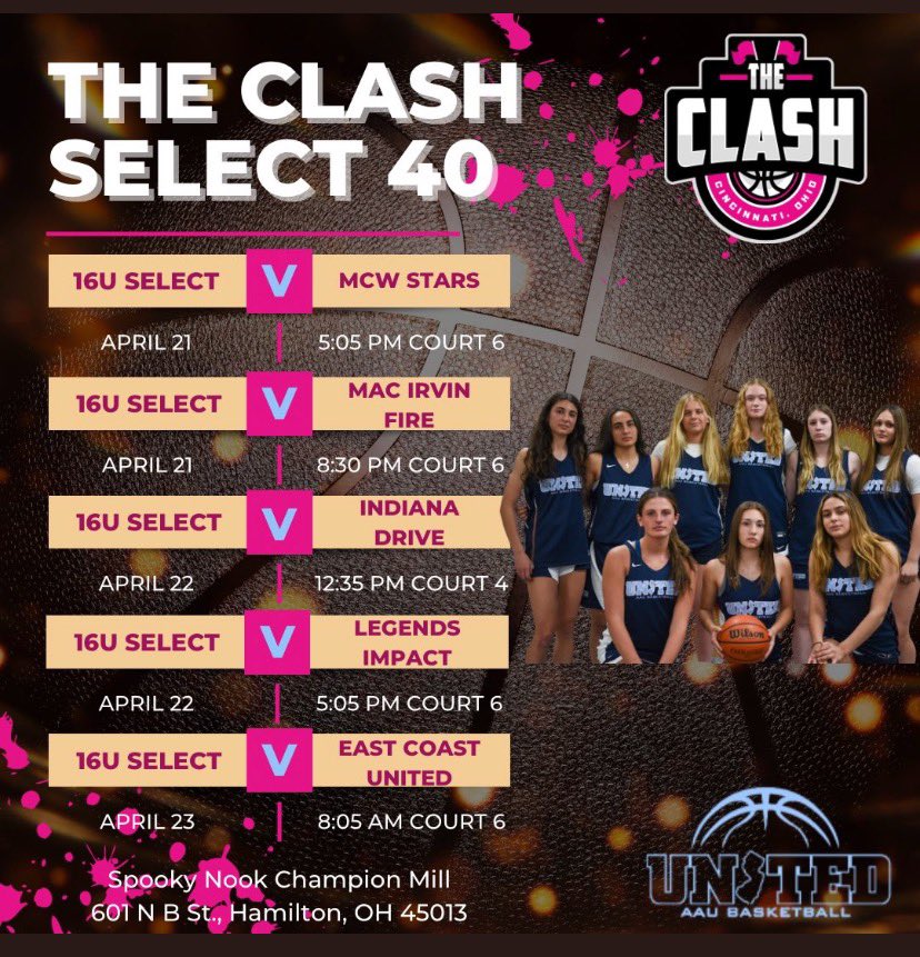 Come check out our team this weekend in Hamilton, Ohio! Here is my schedule <a href="/unitedNJaau/">United NJ AAU</a> <a href="/CoachJimmy_O/">Jimmy Ostaszewski</a> <a href="/SquanGirlsBBall/">Manasquan Girls Basketball</a> <a href="/TinyGreenNBS/">Coach Tiny Green</a>